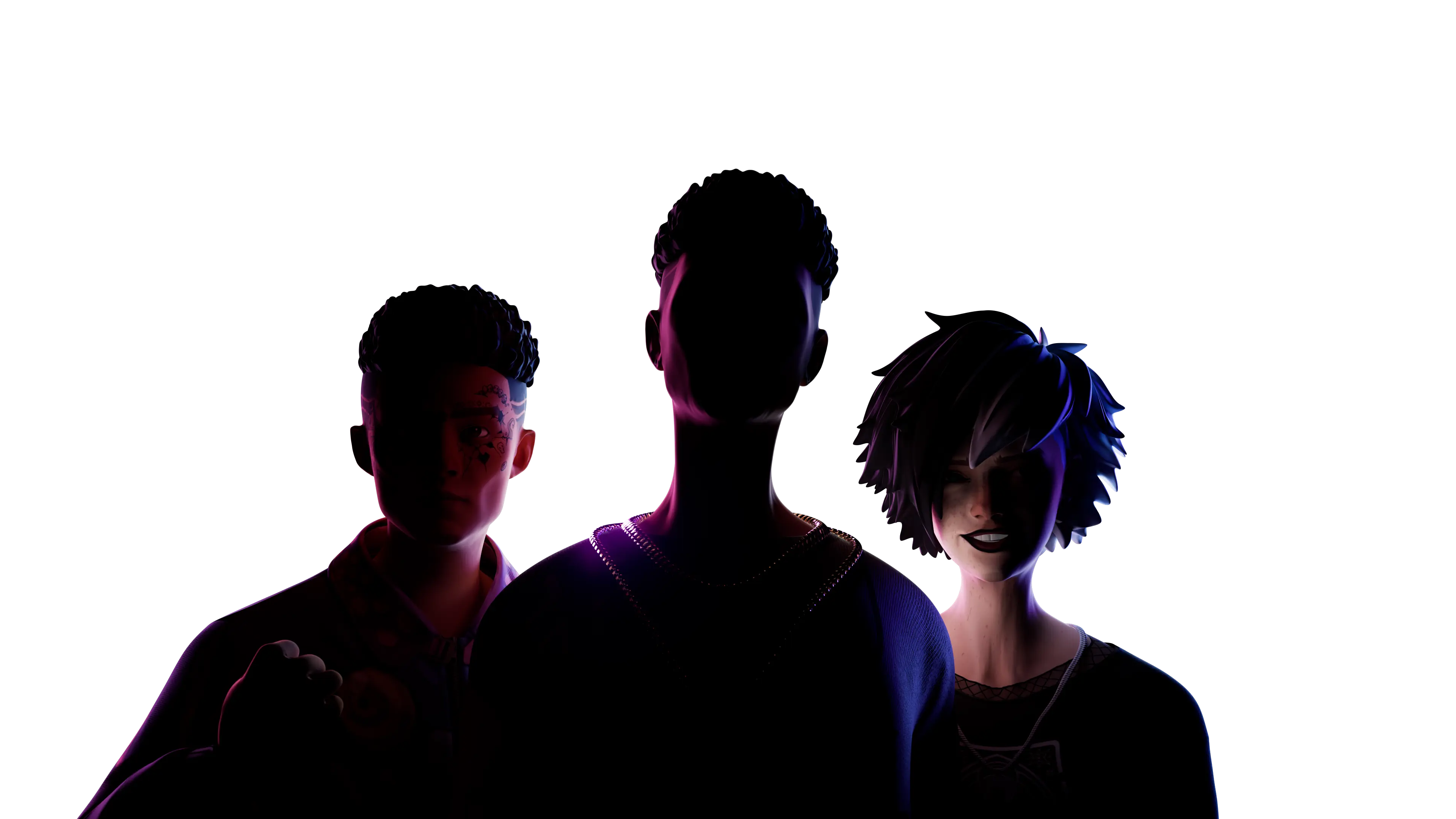 Avatar characters with dramatic lighting